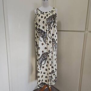Travel Lite Boutique Vintage Leopard Print Shift Dress, Cream, EUC, Sz. L